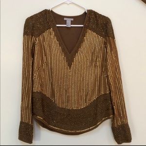 H&M gold sequins top Size 6